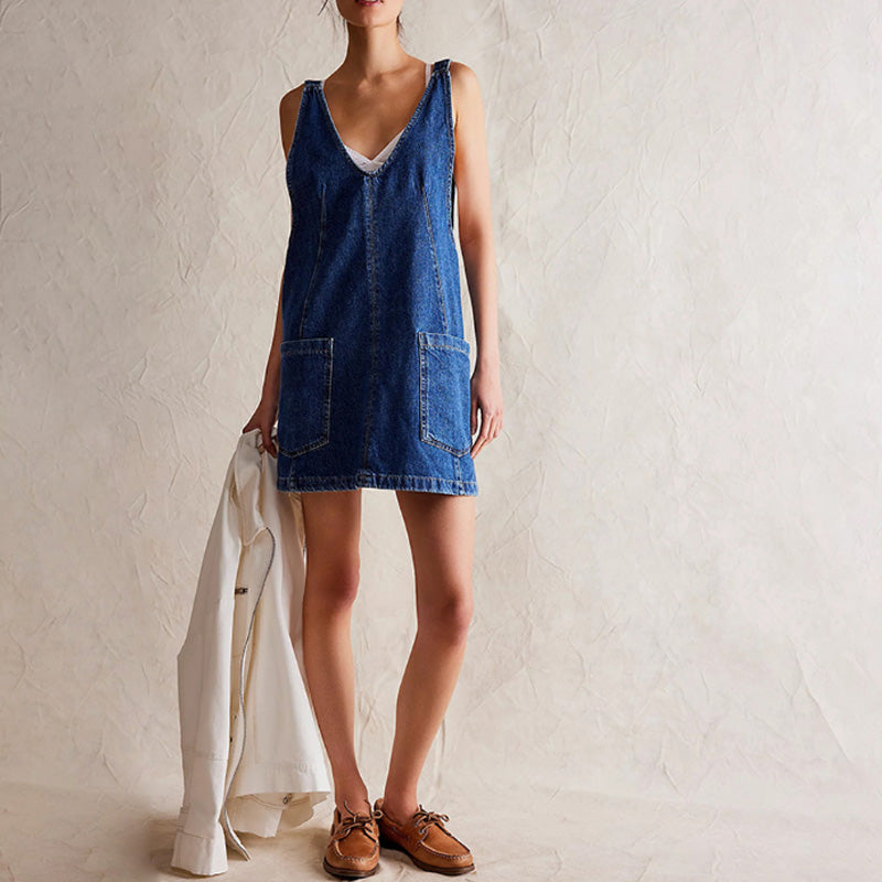 👗 Women's Fashion Denim Backless Dress