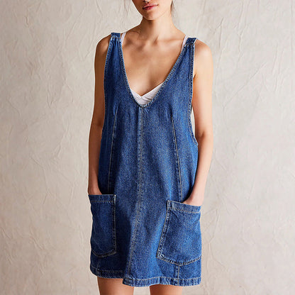 👗 Women's Fashion Denim Backless Dress