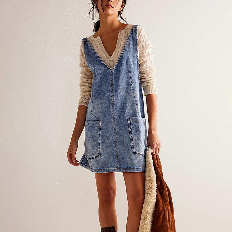 👗 Women's Fashion Denim Backless Dress