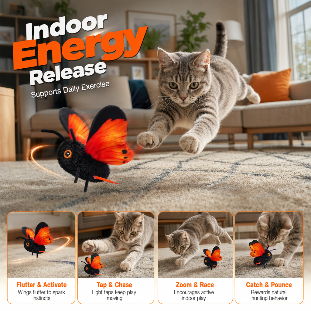 🦋🐱 Smart Sensing Flapping Butterfly Toy – 49% OFF! Motion-activated, realistic flight, interactive fun – keeps your cat engaged for hours. 🔥✨
