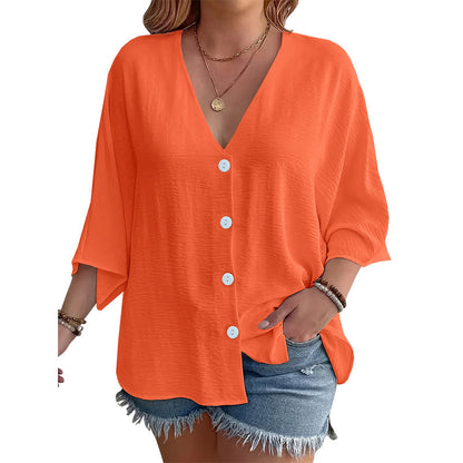 ⌛Limited-Time Offer-Women’s V-Neck Button Up Cardigan Casual Shirt