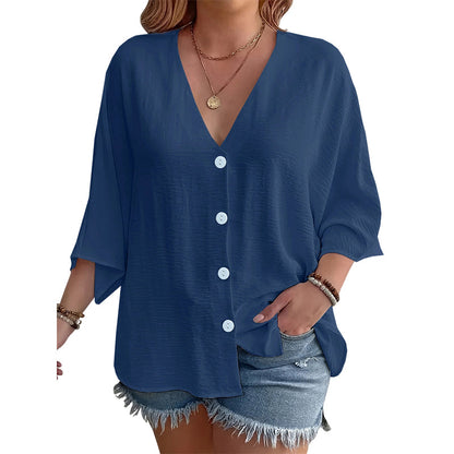 ⌛Limited-Time Offer-Women’s V-Neck Button Up Cardigan Casual Shirt