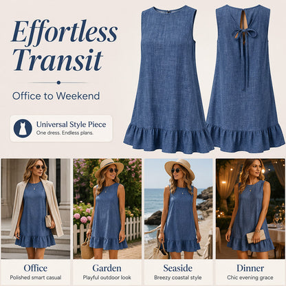 Women's Casual Sleeveless Ruffle Hem Mini Dress