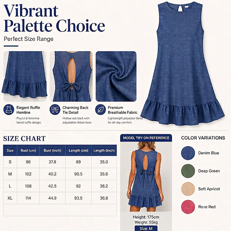 Women's Casual Sleeveless Ruffle Hem Mini Dress