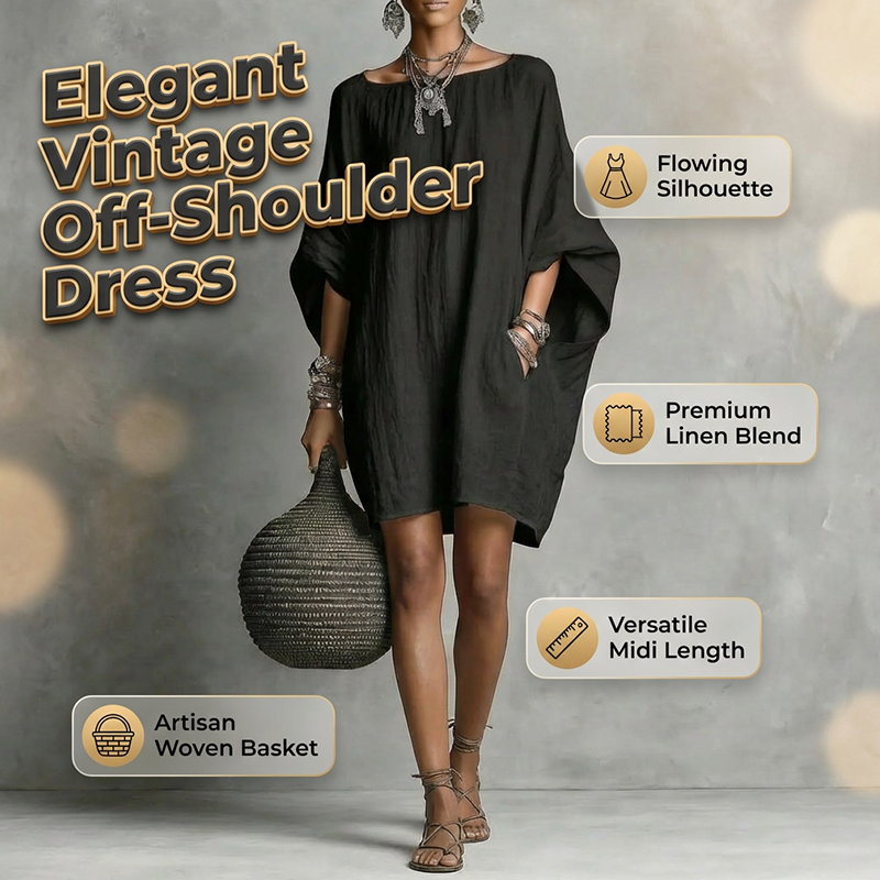 🌿Cotton And Linen Oversized Batwing Sleeve Dress