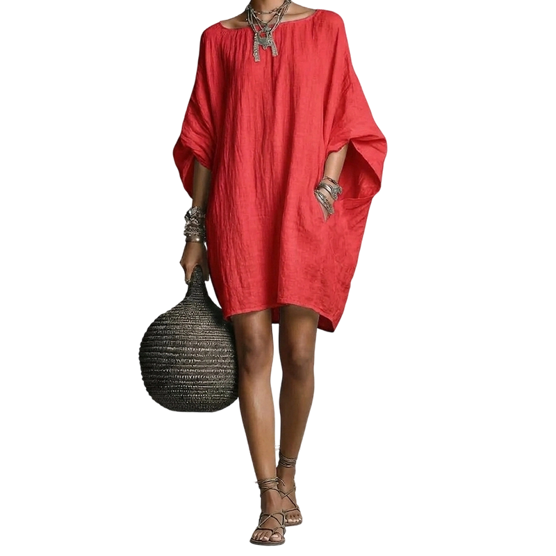 🌿Cotton And Linen Oversized Batwing Sleeve Dress
