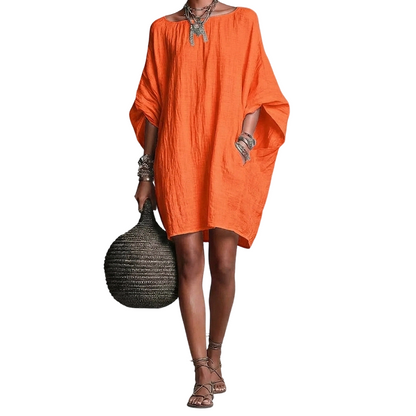 🌿Cotton And Linen Oversized Batwing Sleeve Dress
