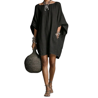 🌿Cotton And Linen Oversized Batwing Sleeve Dress