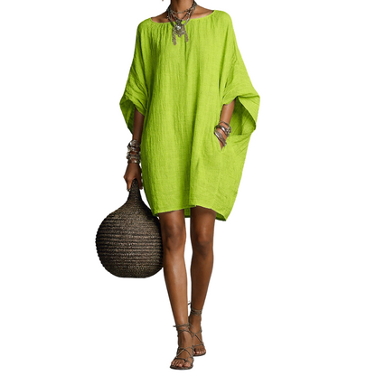 🌿Cotton And Linen Oversized Batwing Sleeve Dress