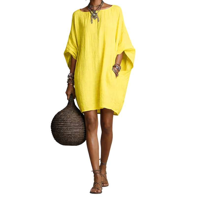 🌿Cotton And Linen Oversized Batwing Sleeve Dress