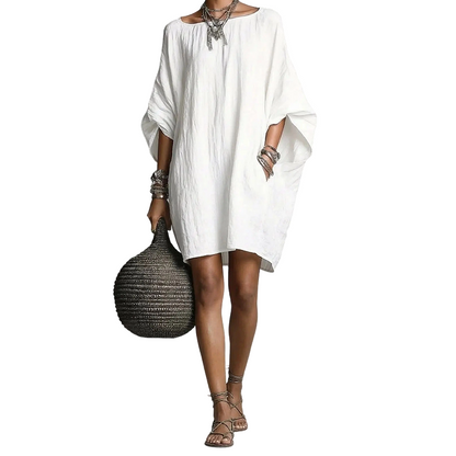 🌿Cotton And Linen Oversized Batwing Sleeve Dress
