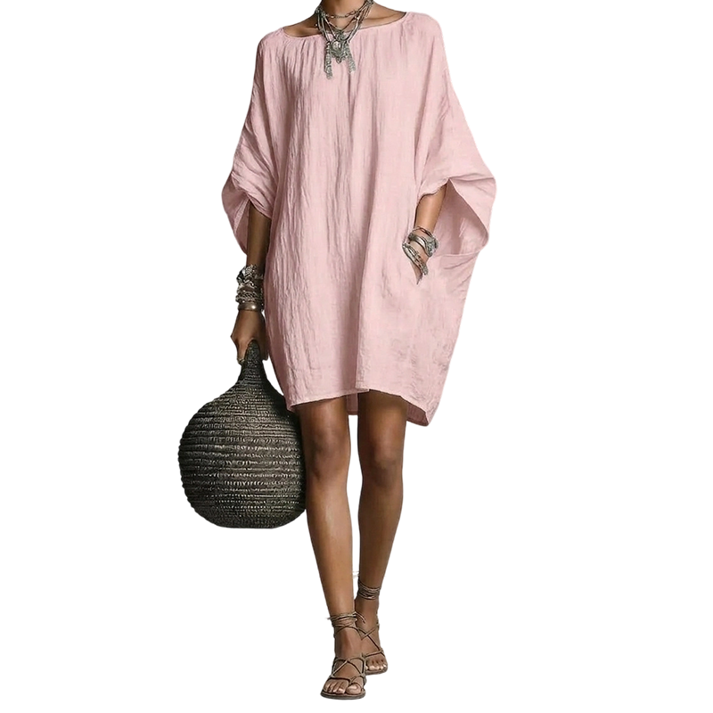 🌿Cotton And Linen Oversized Batwing Sleeve Dress