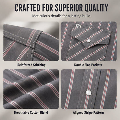 ⌛Limited-Time Offer-Men's Classic Fit Short Sleeve Striped Shirt