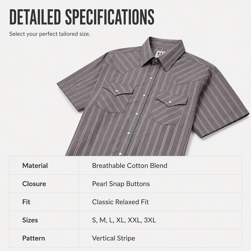 ⌛Limited-Time Offer-Men's Classic Fit Short Sleeve Striped Shirt