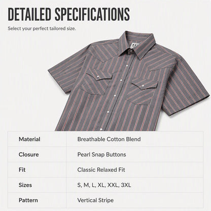 ⌛Limited-Time Offer-Men's Classic Fit Short Sleeve Striped Shirt