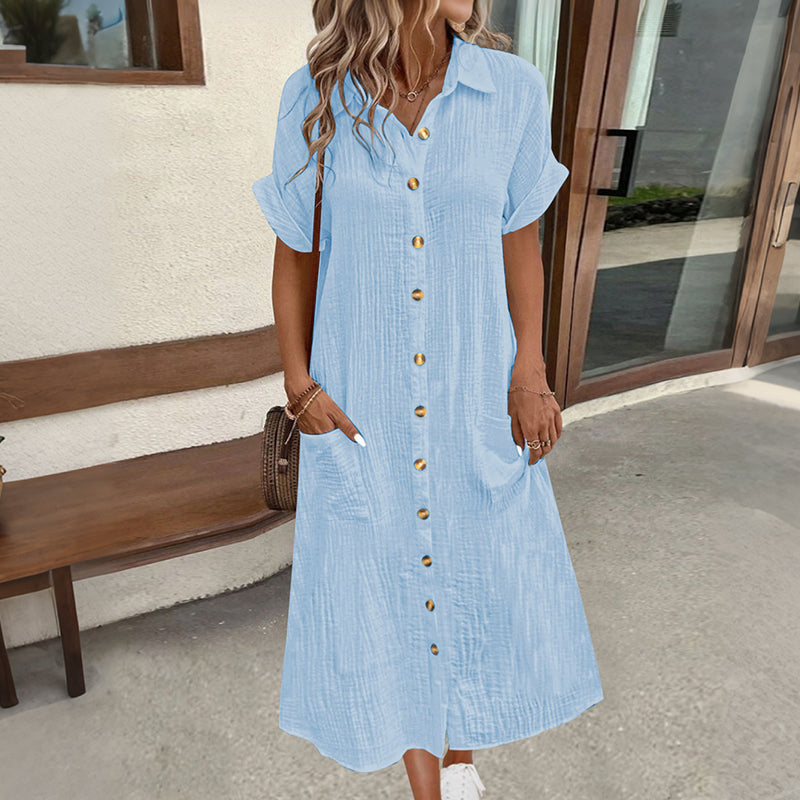 ⌛Limited-Time Offer-Women's Short Sleeve Shirt Dress