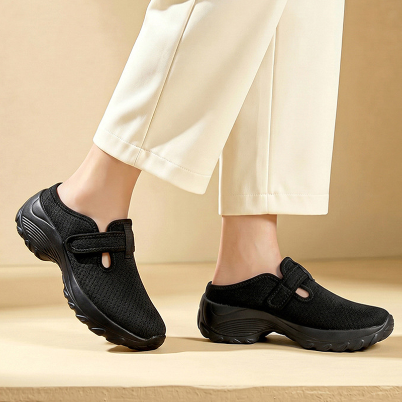 👟 LIMITED-TIME 50% OFF! Women's Adjustable Strap Comfort Lift Walking Shoes, Breathable Mesh Slip-On Platform Clogs