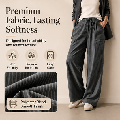 ⌛Limited-Time Offer-Women's Ribbed Drawstring Straight-Leg Trousers