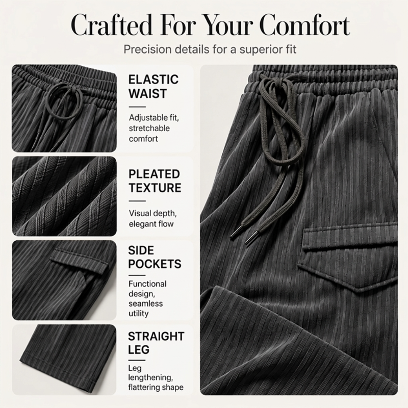 ⌛Limited-Time Offer-Women's Ribbed Drawstring Straight-Leg Trousers