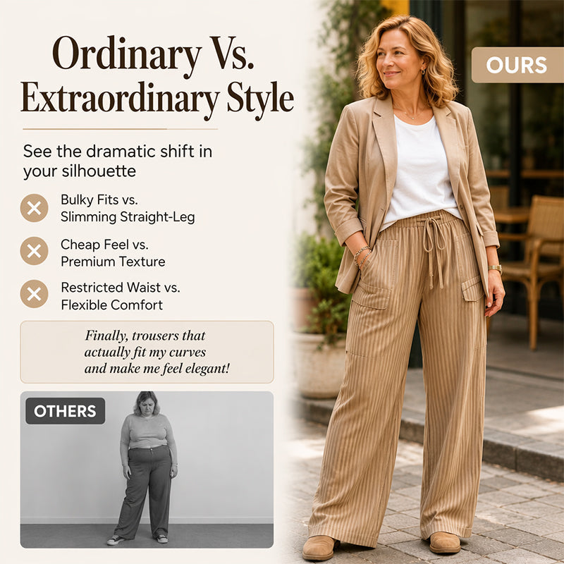⌛Limited-Time Offer-Women's Ribbed Drawstring Straight-Leg Trousers