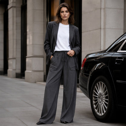 ⌛Limited-Time Offer-Women's Ribbed Drawstring Straight-Leg Trousers