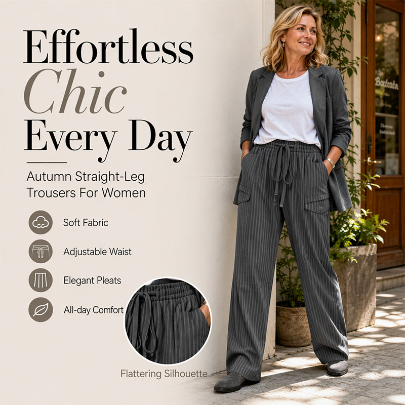 ⌛Limited-Time Offer-Women's Ribbed Drawstring Straight-Leg Trousers