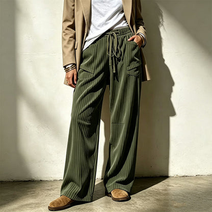 ⌛Limited-Time Offer-Women's Ribbed Drawstring Straight-Leg Trousers