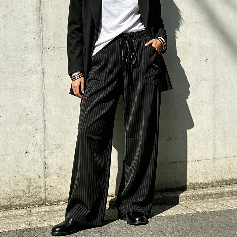⌛Limited-Time Offer-Women's Ribbed Drawstring Straight-Leg Trousers