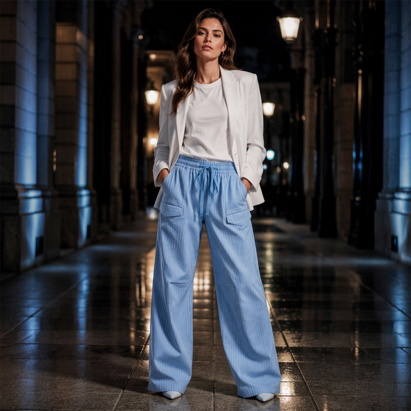 ⌛Limited-Time Offer-Women's Ribbed Drawstring Straight-Leg Trousers