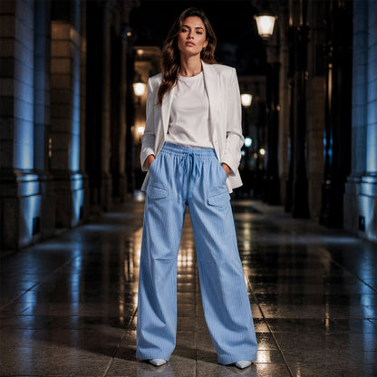 ⌛Limited-Time Offer-Women's Ribbed Drawstring Straight-Leg Trousers