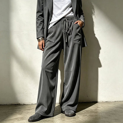 ⌛Limited-Time Offer-Women's Ribbed Drawstring Straight-Leg Trousers
