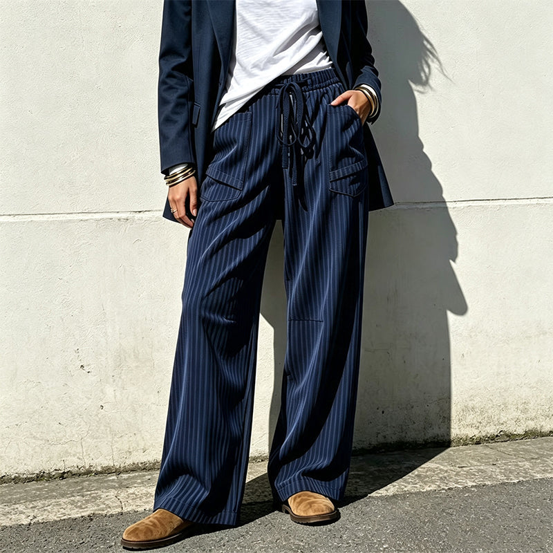⌛Limited-Time Offer-Women's Ribbed Drawstring Straight-Leg Trousers