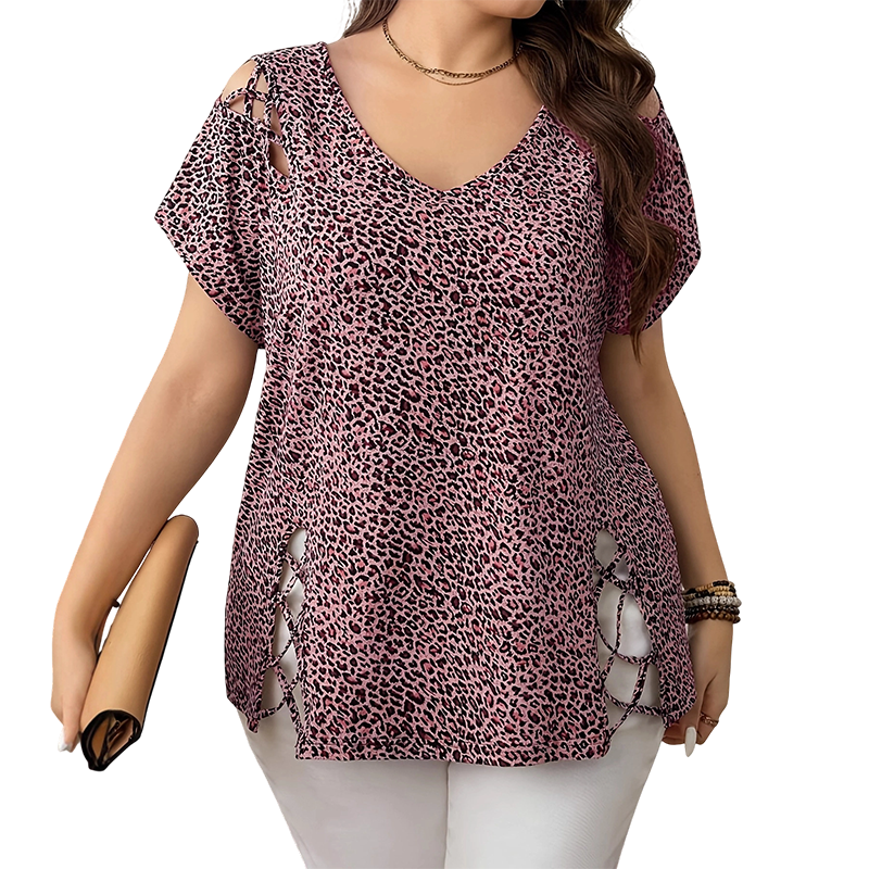 ⏳LAST DAY SALE ONLY ￡18.99!!🔥Women's Leopard Print Loose V-Neck T-Shirt