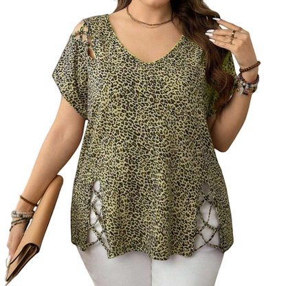 ⏳LAST DAY SALE ONLY ￡18.99!!🔥Women's Leopard Print Loose V-Neck T-Shirt