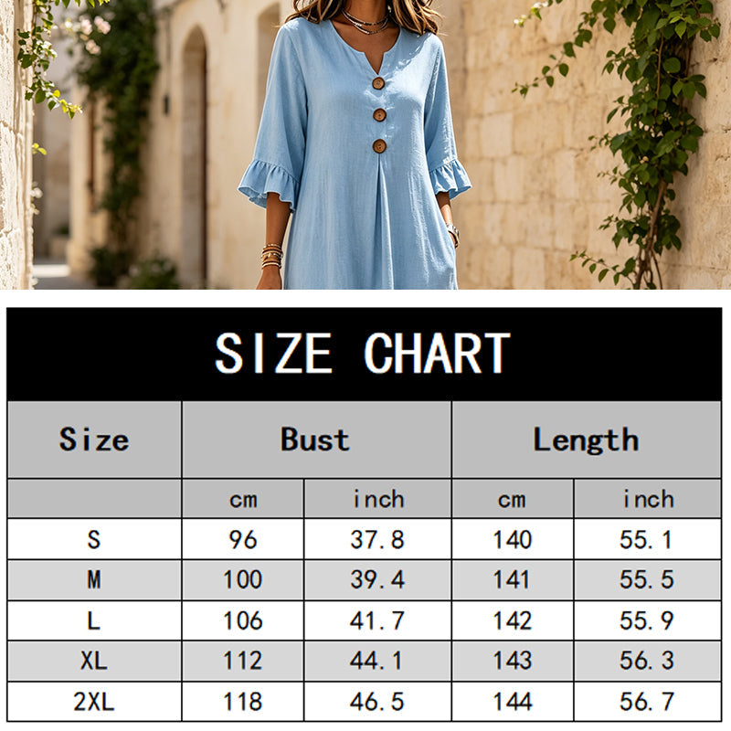 Women's V-Neck Ruffle Sleeve Maxi Dress