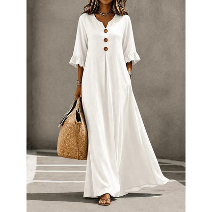 🌈2026 Summer Hot Sale 50% OFF!🌸Women's V-Neck Ruffle Sleeve Maxi Dress – Effortless Everyday Style✨