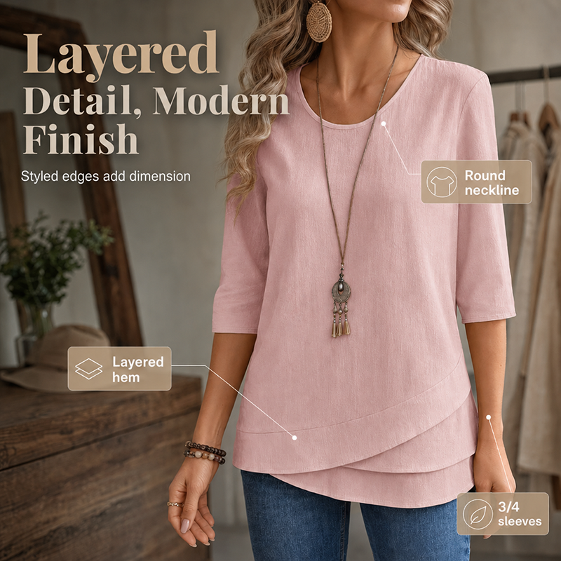 ⌛Limited-Time Offer-Women's Asymmetric Casual Solid Round Neck Top