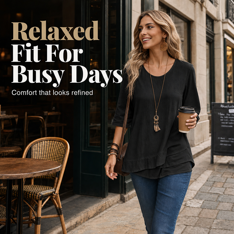 ⌛Limited-Time Offer-Women's Asymmetric Casual Solid Round Neck Top