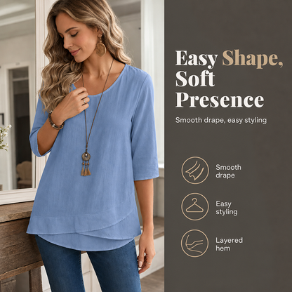 ⌛Limited-Time Offer-Women's Asymmetric Casual Solid Round Neck Top