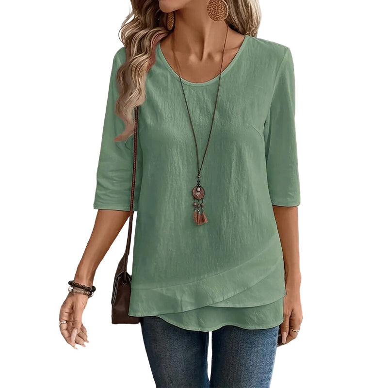 ⌛Limited-Time Offer-Women's Asymmetric Casual Solid Round Neck Top
