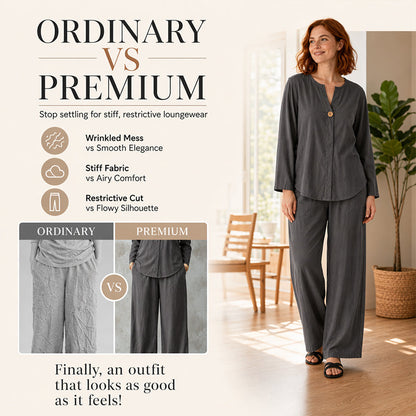 ⌛Limited-Time Offer-Women's Casual Shirt & Wide Leg Pants Set