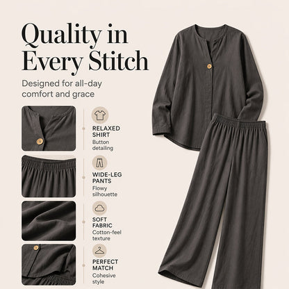 ⌛Limited-Time Offer-Women's Casual Shirt & Wide Leg Pants Set