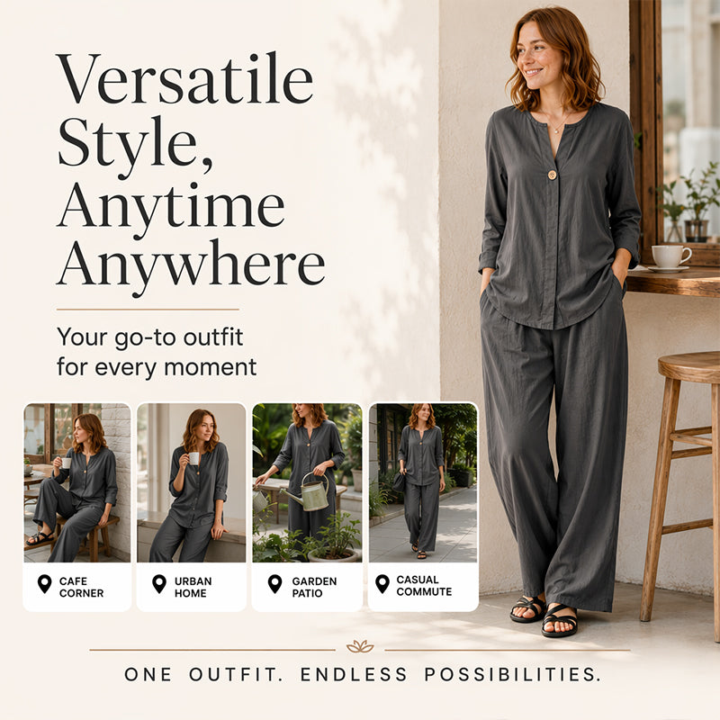 ⌛Limited-Time Offer-Women's Casual Shirt & Wide Leg Pants Set