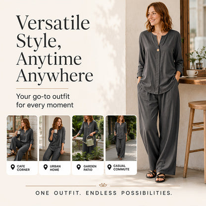 ⌛Limited-Time Offer-Women's Casual Shirt & Wide Leg Pants Set