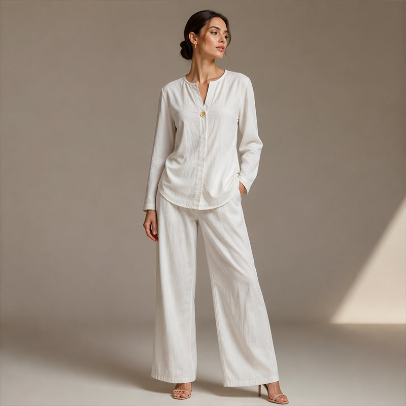 ⌛Limited-Time Offer-Women's Casual Shirt & Wide Leg Pants Set