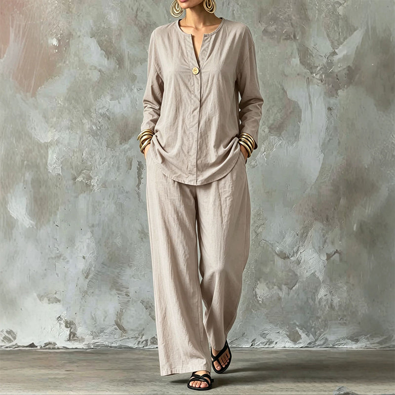 ⌛Limited-Time Offer-Women's Casual Shirt & Wide Leg Pants Set
