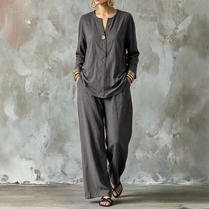 ⌛Limited-Time Offer-Women's Casual Shirt & Wide Leg Pants Set