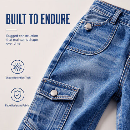 ⌛Limited-Time Offer-Women’s Knee Length Denim Cargo Shorts with Pockets