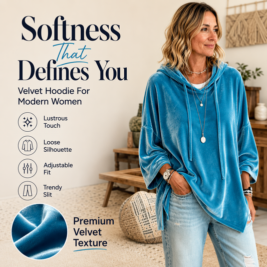 ⌛Limited-Time Offer-Women's Loose-Fit Velvet Drawstring Pullover Sweatshirt