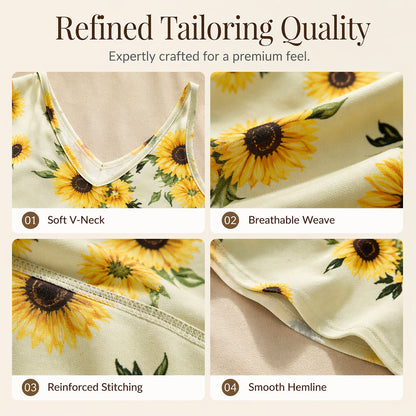 🌻 Women's Sunflower V-Neck Maxi Dress – Lightweight, Flowy & Perfect For Sunny Days ✨